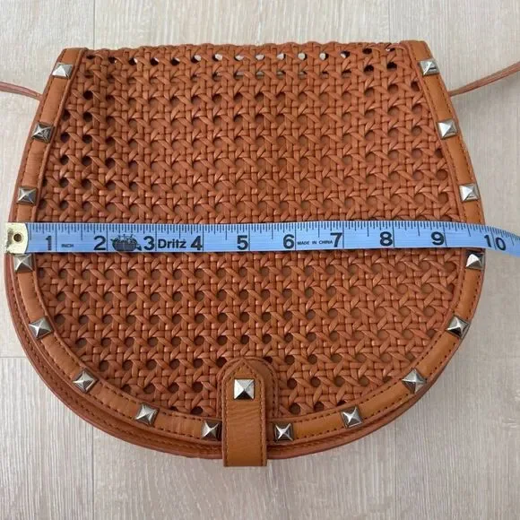 Rebecca Minkoff Skylar Woven Leather Crossbody Bag Tan - Picture 8 of 16